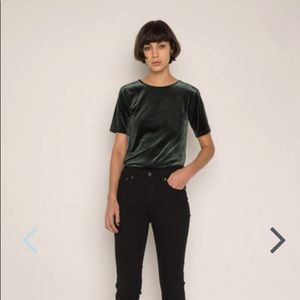 OAK + FORT forest green velvet tee